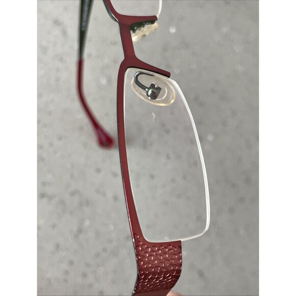 SMART CLIP Eyeglasses Frames ONLY 300 47-19-140 Burgundy/Lime Half Rim red - Picture 11 of 13